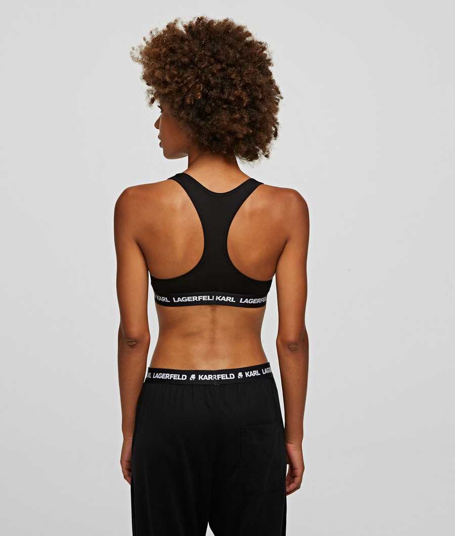 Black Karl Lagerfeld Karl Logo Sports Bra Women's Underwear | USA57DNWG