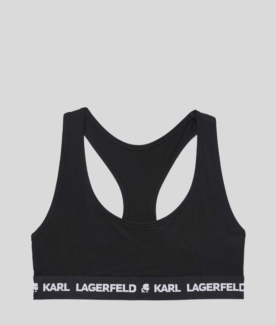 Black Karl Lagerfeld Karl Logo Sports Bra Women's Underwear | USA57DNWG