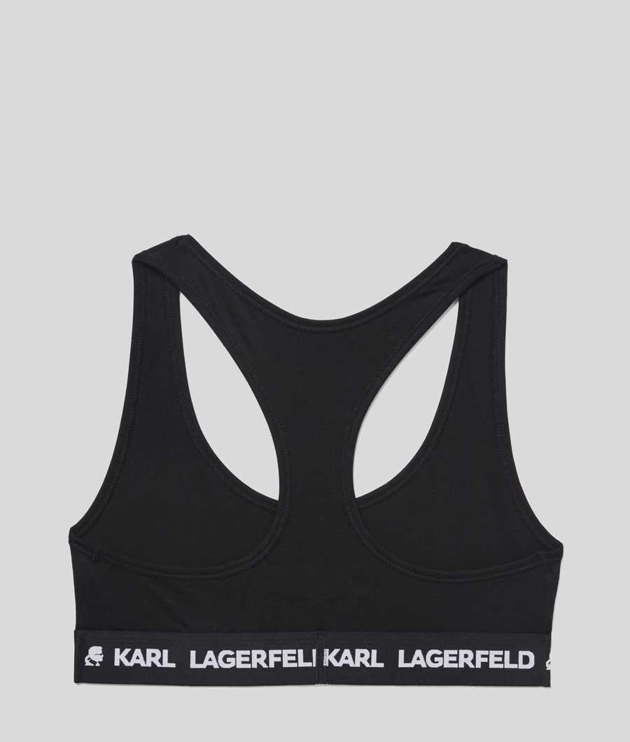 Black Karl Lagerfeld Karl Logo Sports Bra Women\'s Underwear | USA57DNWG