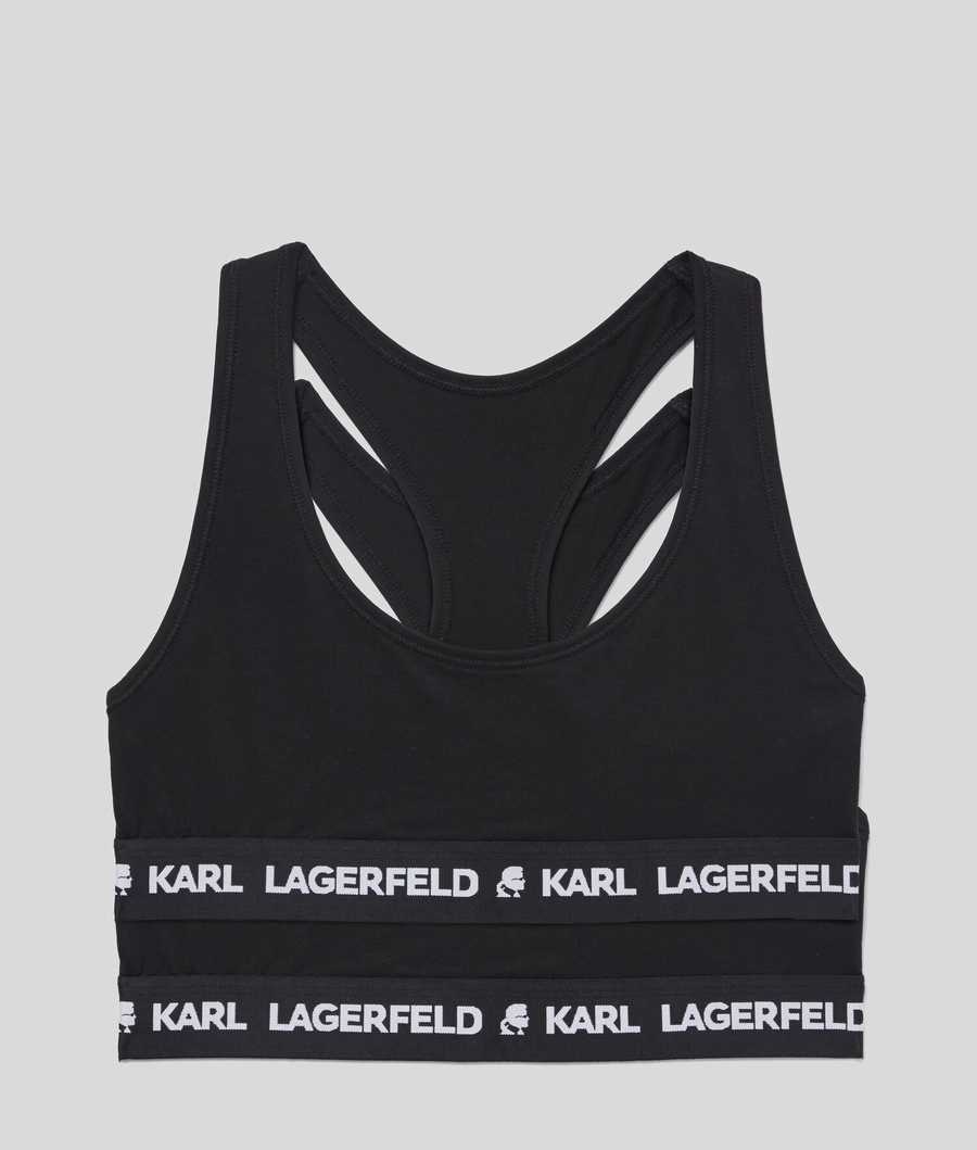 Black Karl Lagerfeld Karl Logo Sports Bra - 2 Pack Women's Underwear | USA73KLFO