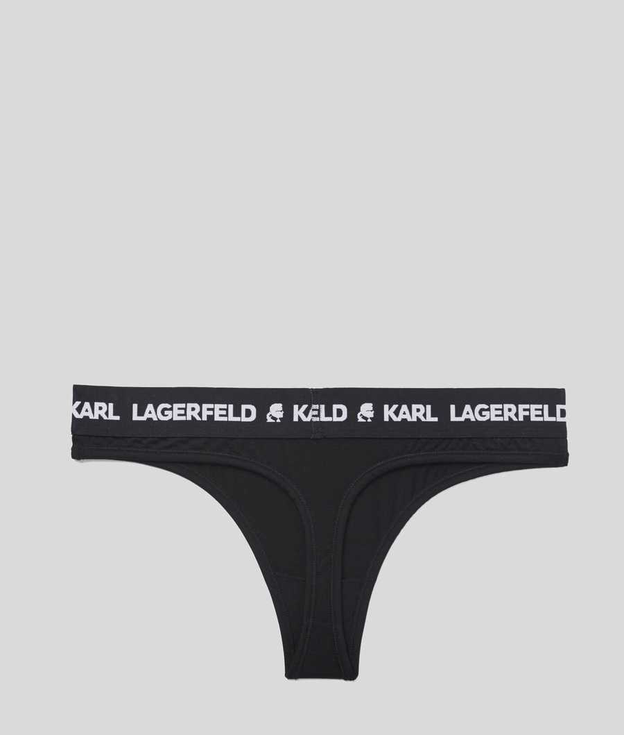 Black Karl Lagerfeld Karl Logo Thong Women's Underwear | USA71MNCV