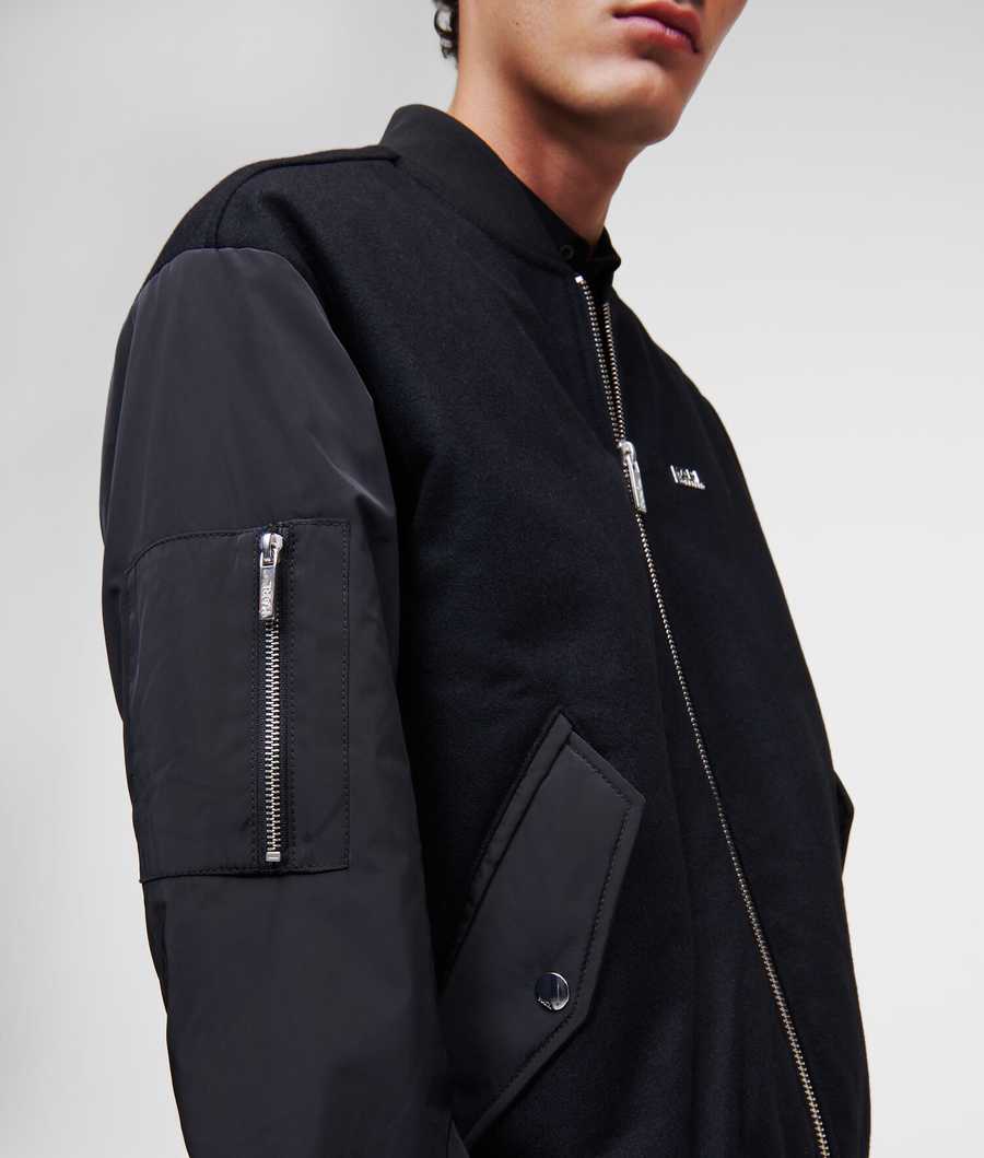 Black Karl Lagerfeld Karl Men's Bomber Jackets | USA28SUOB