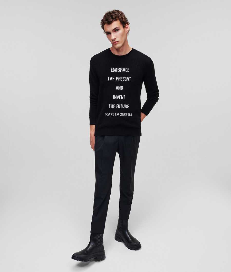 Black Karl Lagerfeld Karl Printed Men's Knitwear | USA21DVPF