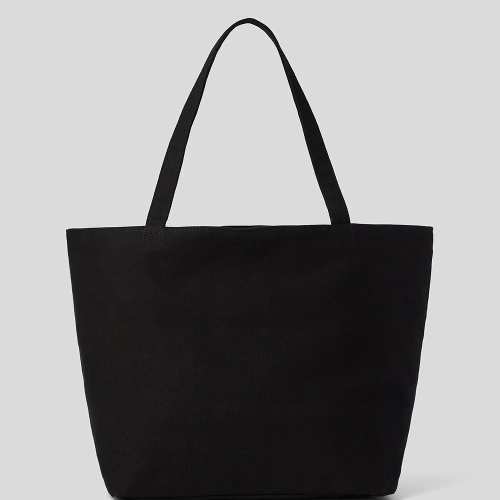 Black Karl Lagerfeld Karl Series Canvas Shopper Women's Tote Bags | USA76IJDO