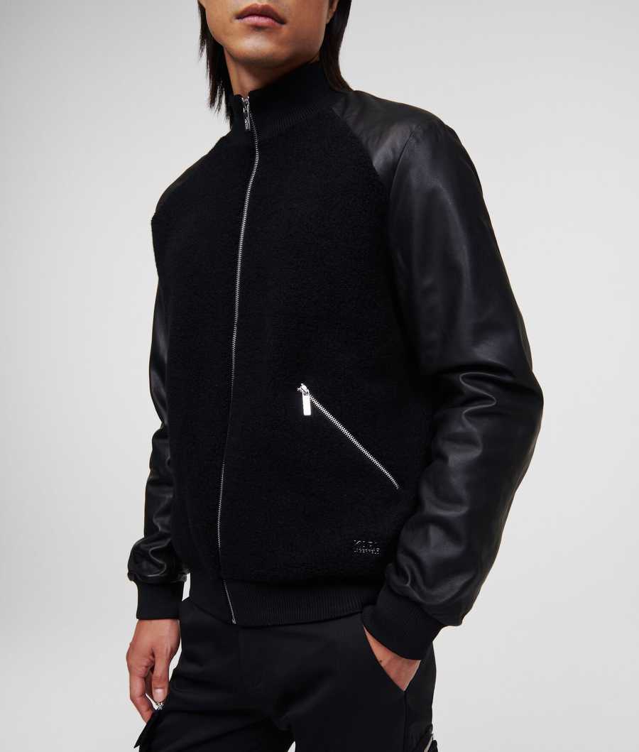 Black Karl Lagerfeld Karl Zip Men's Jackets | USA40KVQE