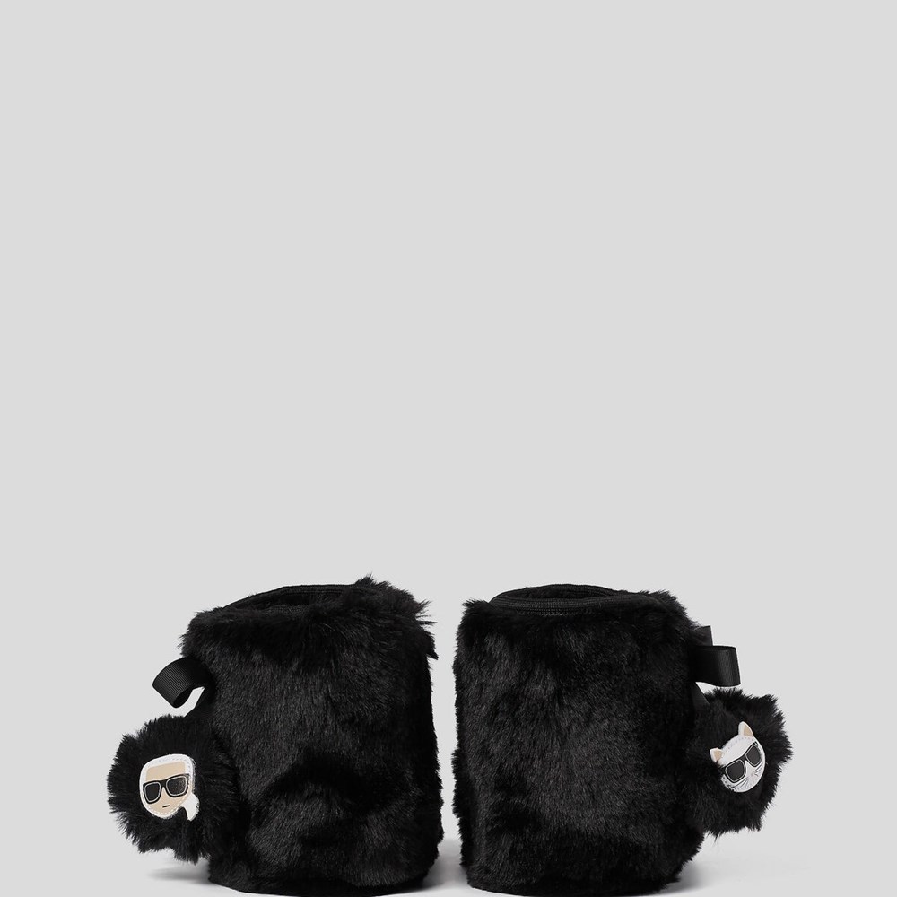 Black Karl Lagerfeld Kasa Karl Twin Pompom Women's Boots | USA29LFQU