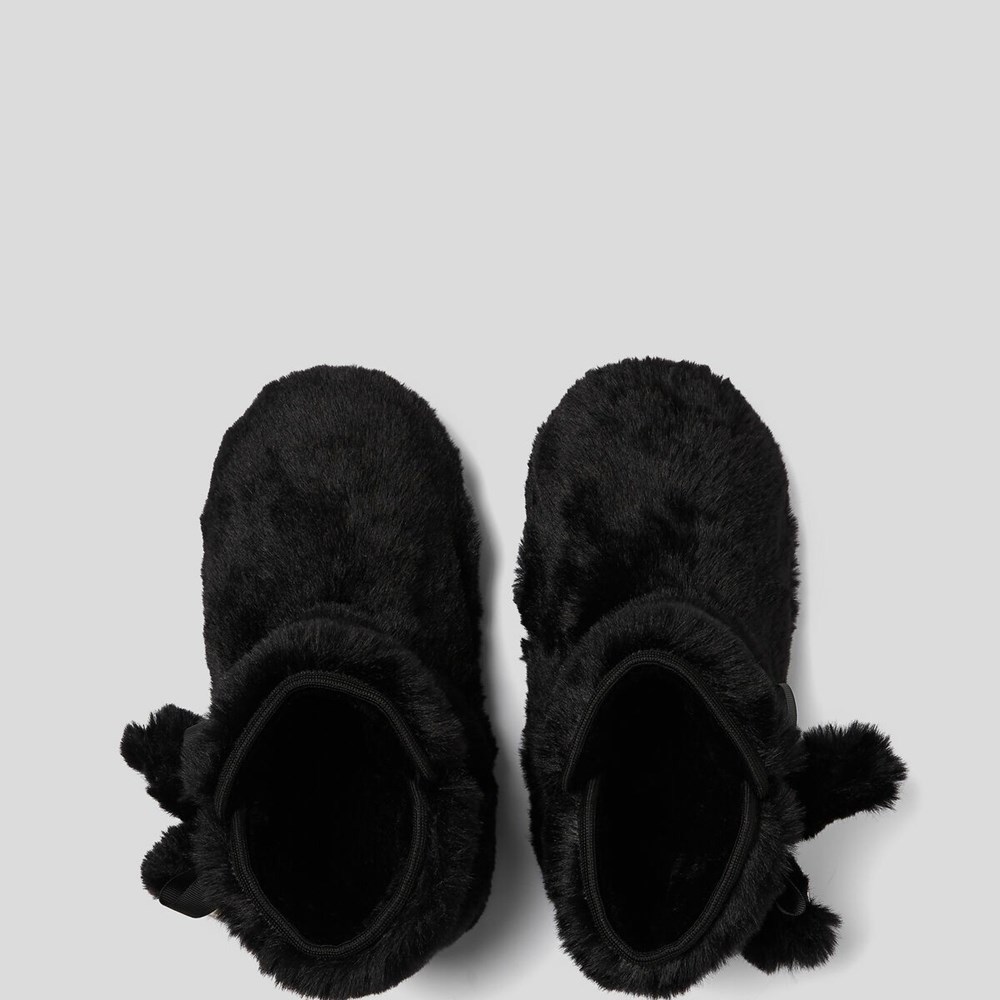 Black Karl Lagerfeld Kasa Karl Twin Pompom Women's Boots | USA29LFQU