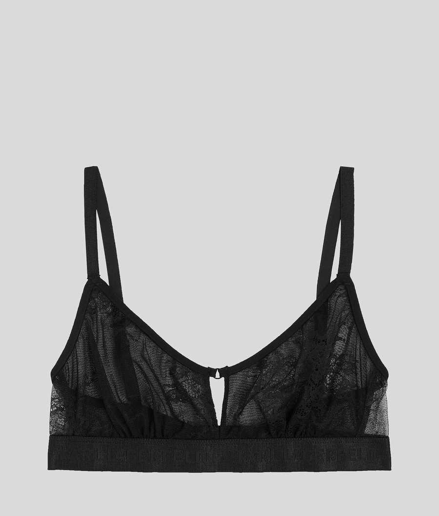 Black Karl Lagerfeld Keyhole Lace Bralette Women's Underwear | USA87AMIU