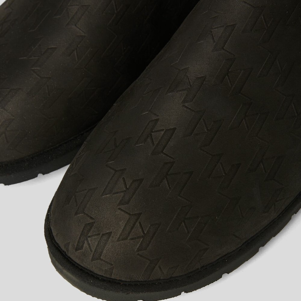 Black Karl Lagerfeld Kl Monogram Salon Slippers Men's Sandals & Flats | USA53DLFN