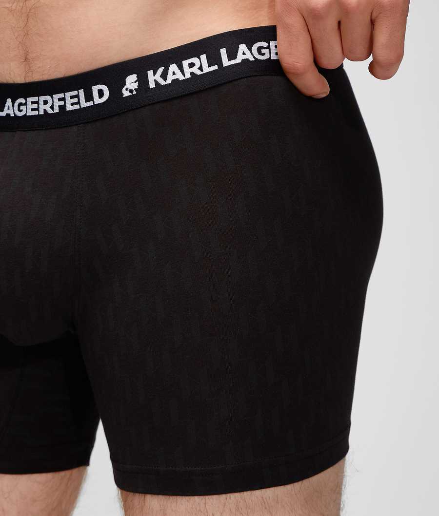 Black Karl Lagerfeld Kl Monogram Trunks – 3 Pack Men's Underwear | USA68EWQV