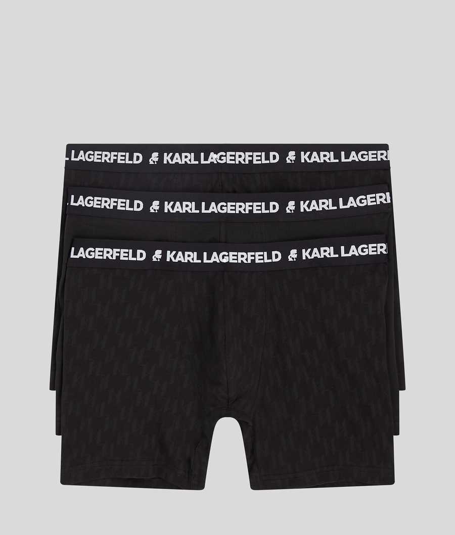 Black Karl Lagerfeld Kl Monogram Trunks – 3 Pack Men\'s Underwear | USA68EWQV