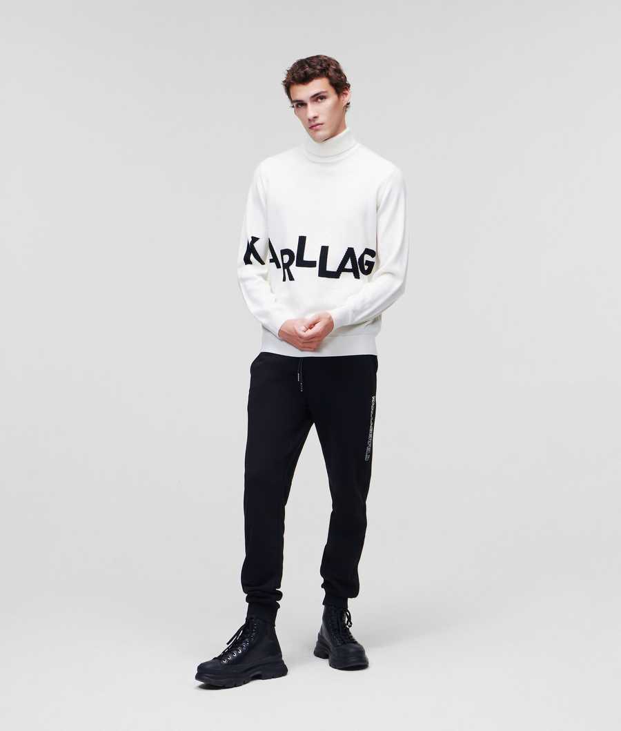 Black Karl Lagerfeld Knit Roll-neck Men's Knitwear | USA83TPBE