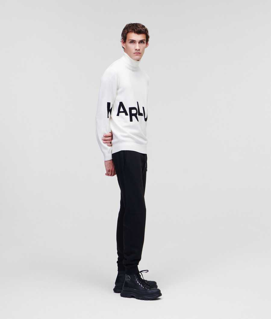 Black Karl Lagerfeld Knit Roll-neck Men's Knitwear | USA83TPBE