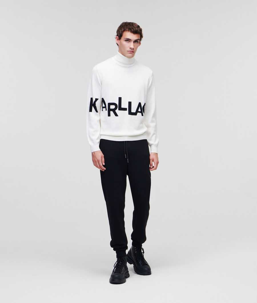 Black Karl Lagerfeld Knit Roll-neck Men's Knitwear | USA83TPBE