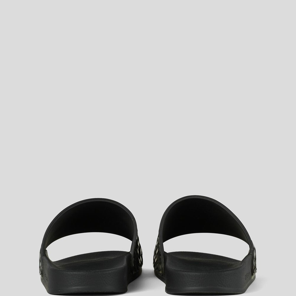 Black Karl Lagerfeld Kondo Monogram Slide Men's Sandals & Flats | USA70PZGC