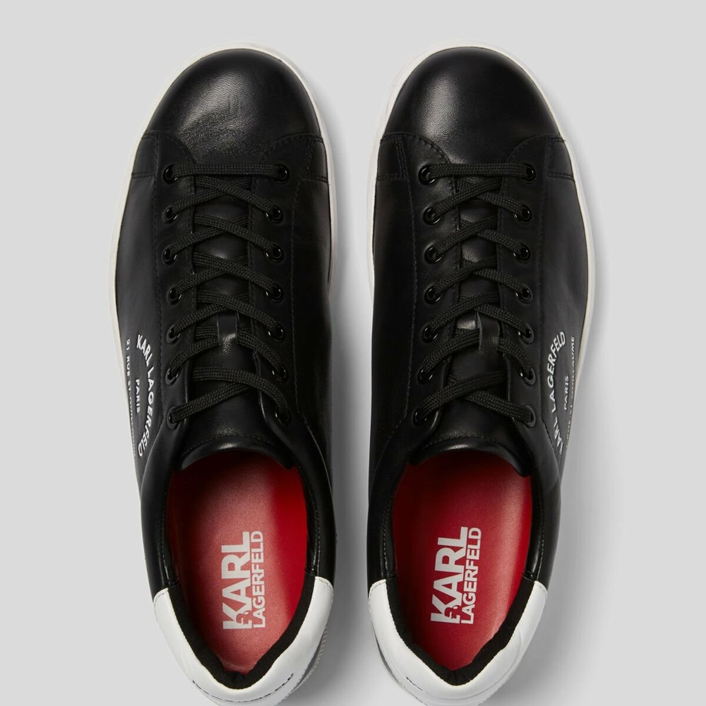 Black Karl Lagerfeld Kourt Ii Maison Karl Men's Sneakers | USA05QLKP