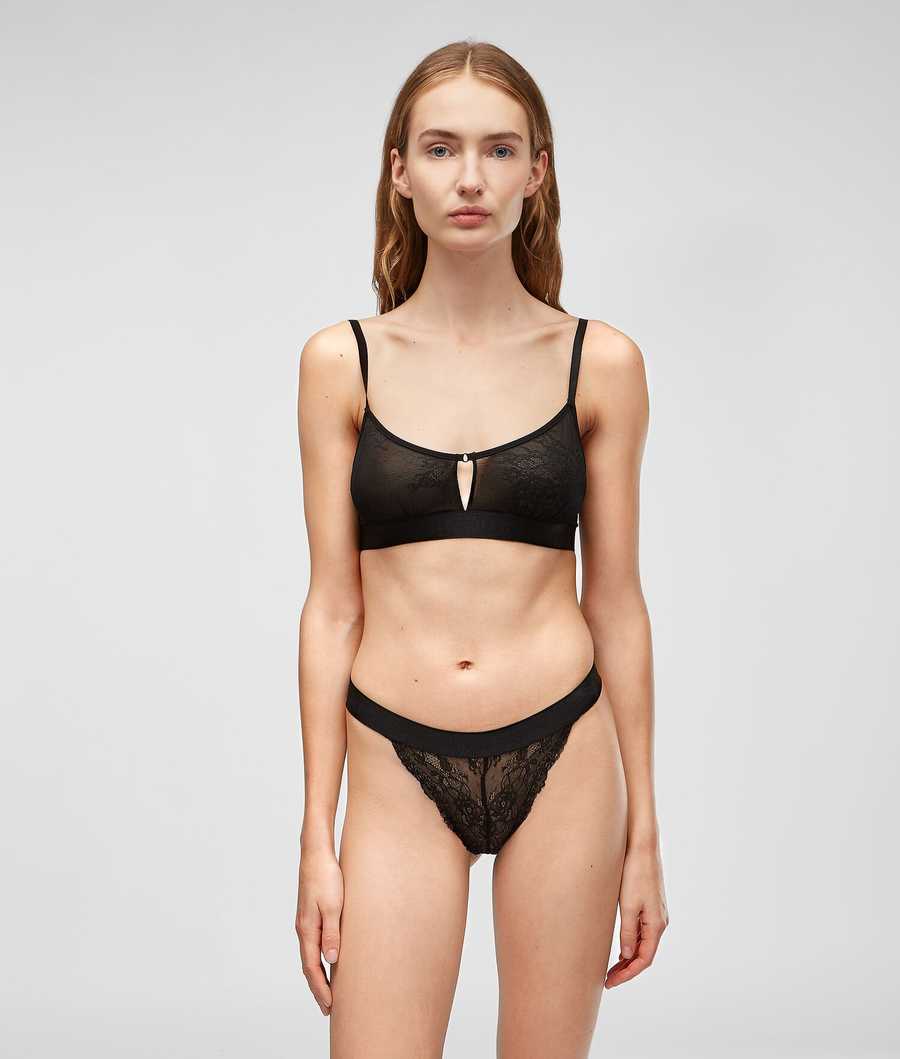 Black Karl Lagerfeld Lace Brazilian Brief Women's Underwear | USA60BWNT