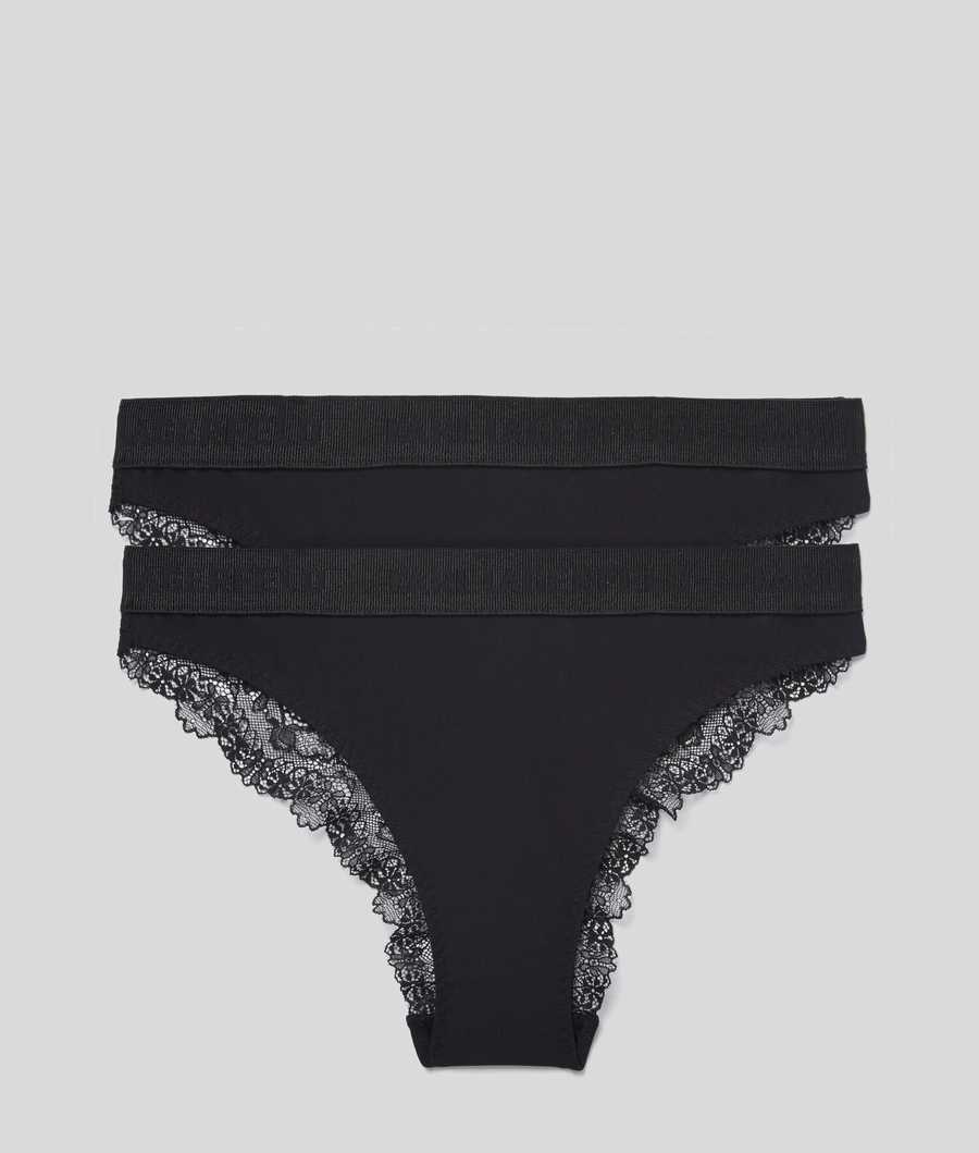 Black Karl Lagerfeld Lace Briefs - 2 Pack Women\'s Underwear | USA86ATOE