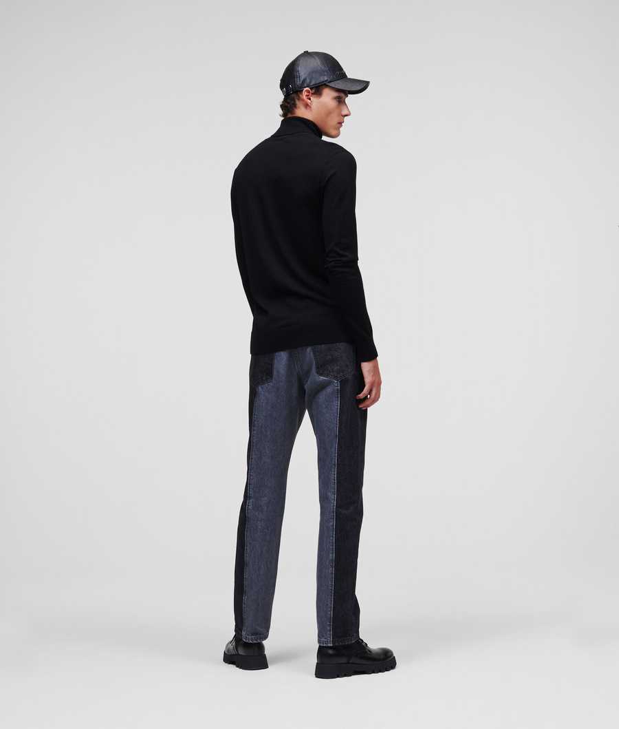 Black Karl Lagerfeld Lightweight Merino Wool Men's Knitwear | USA42NOYP