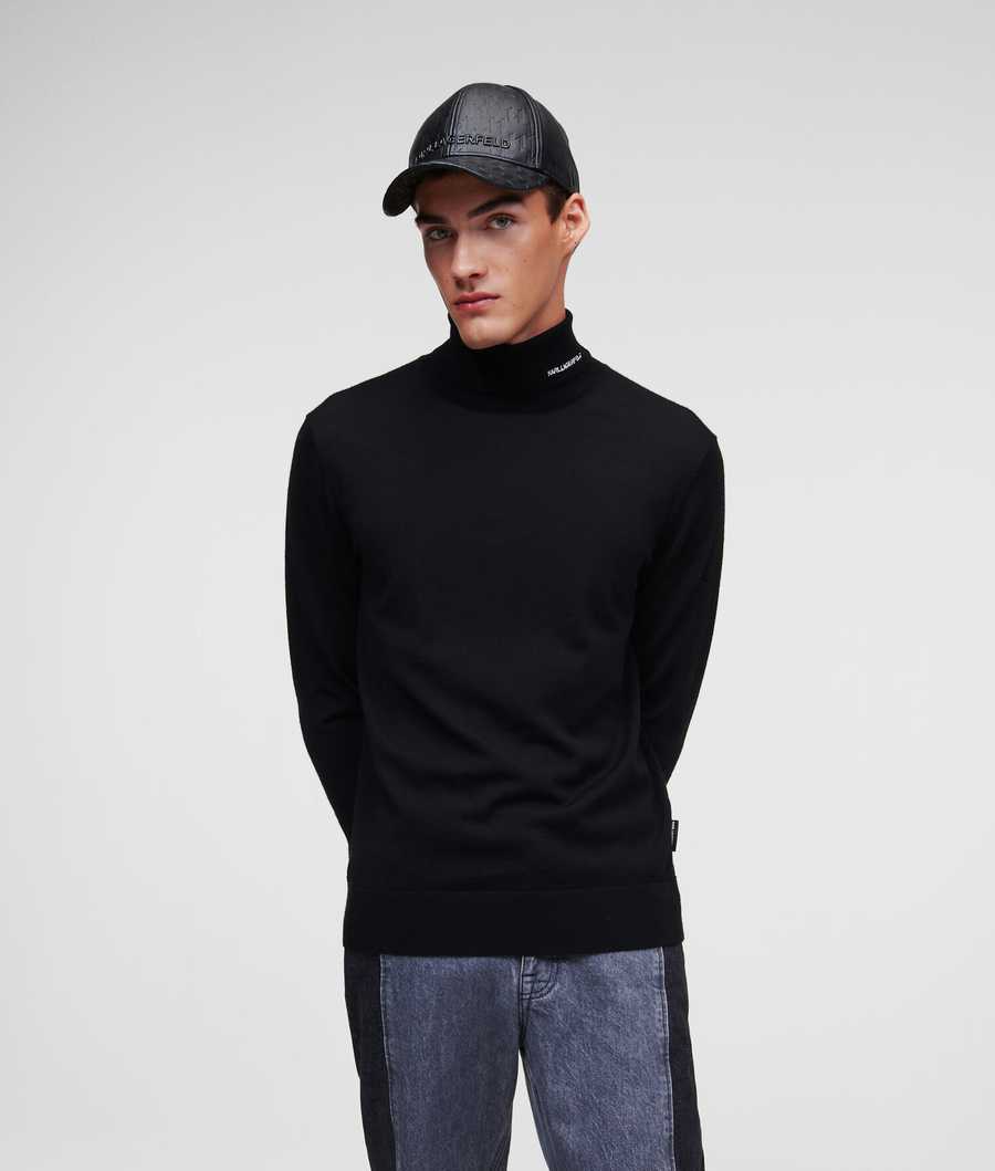 Black Karl Lagerfeld Lightweight Merino Wool Men's Knitwear | USA42NOYP