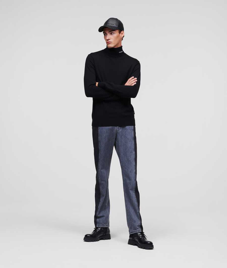 Black Karl Lagerfeld Lightweight Merino Wool Men's Knitwear | USA42NOYP