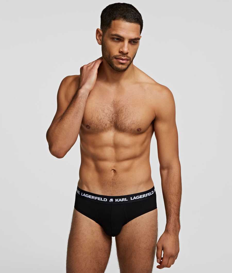 Black Karl Lagerfeld Logo Briefs 3-pack Men's Underwear | USA17OSFU