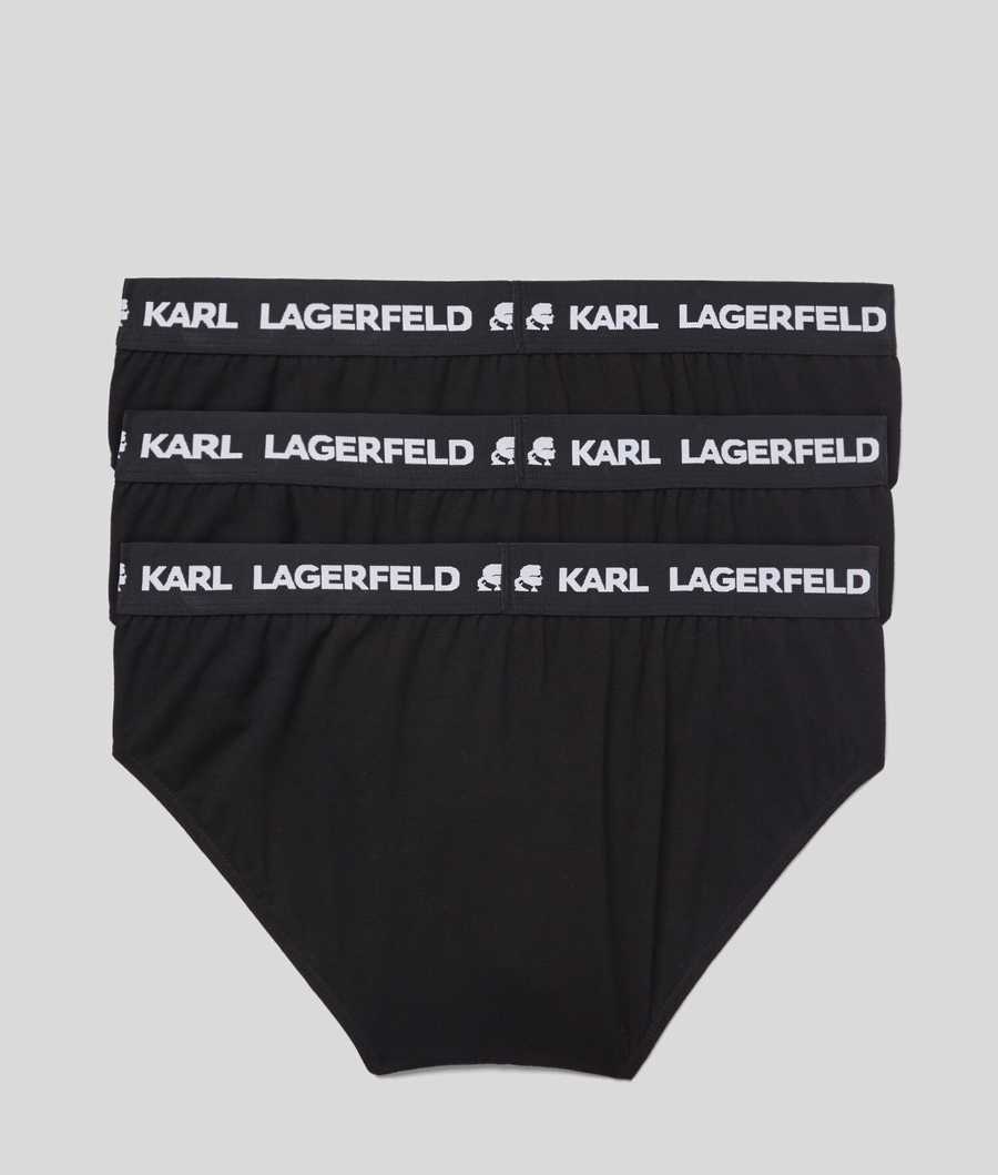 Black Karl Lagerfeld Logo Briefs 3-pack Men's Underwear | USA17OSFU