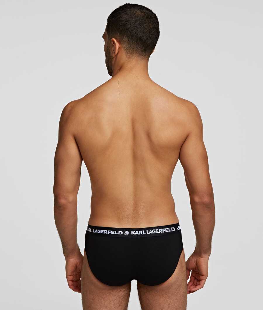 Black Karl Lagerfeld Logo Briefs 3-pack Men's Underwear | USA17OSFU