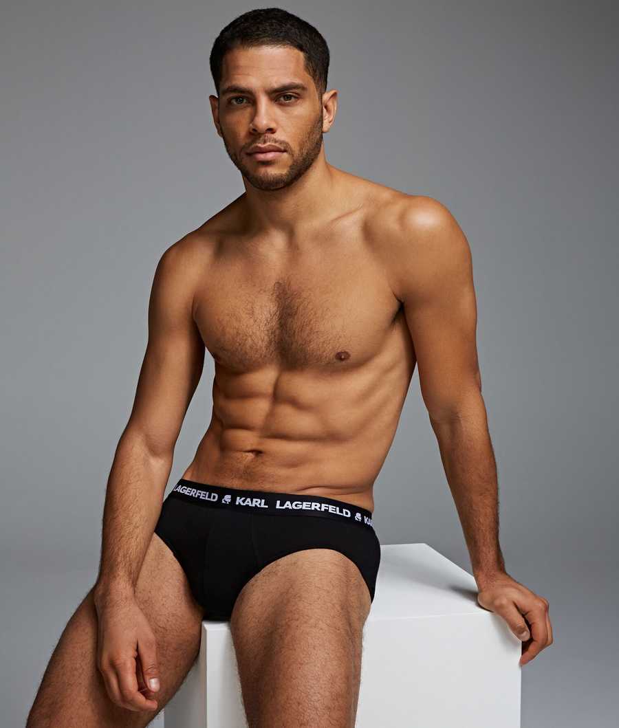 Black Karl Lagerfeld Logo Briefs 3-pack Men's Underwear | USA17OSFU