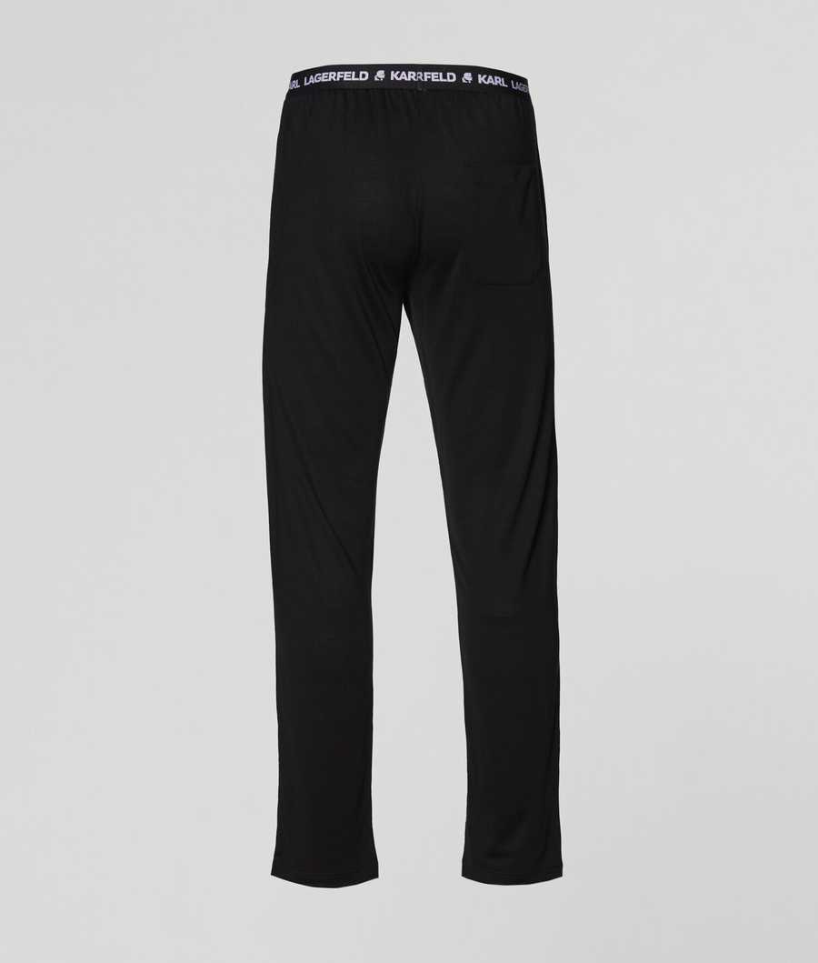 Black Karl Lagerfeld Logo Pajama Pants Men's Sleepwear | USA40POBI