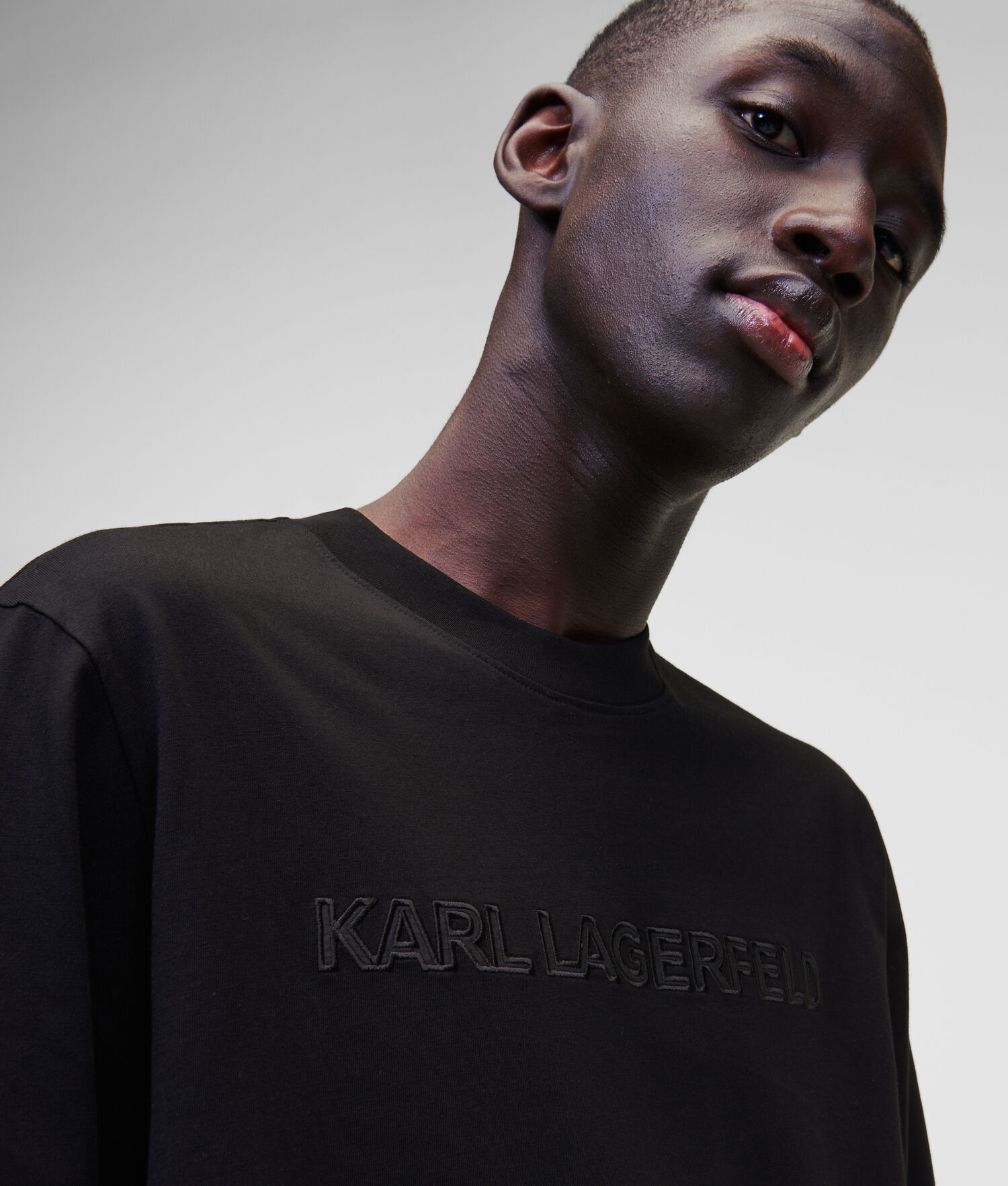 Black Karl Lagerfeld Long-sleeved Karl Logo Men's T-Shirts | USA28BUGV