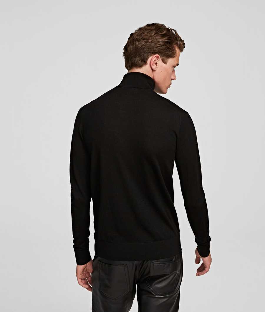 Black Karl Lagerfeld Merino Wool Men's Knitwear | USA51FWPS