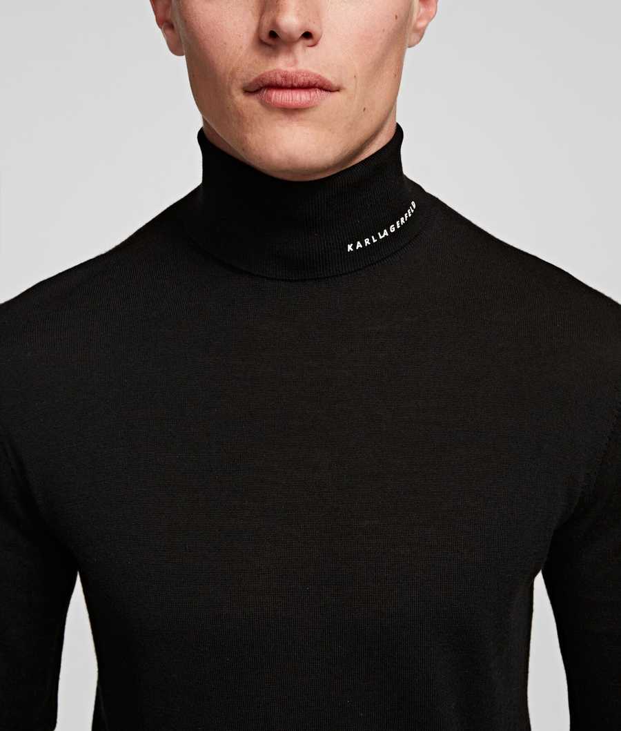 Black Karl Lagerfeld Merino Wool Men's Knitwear | USA51FWPS