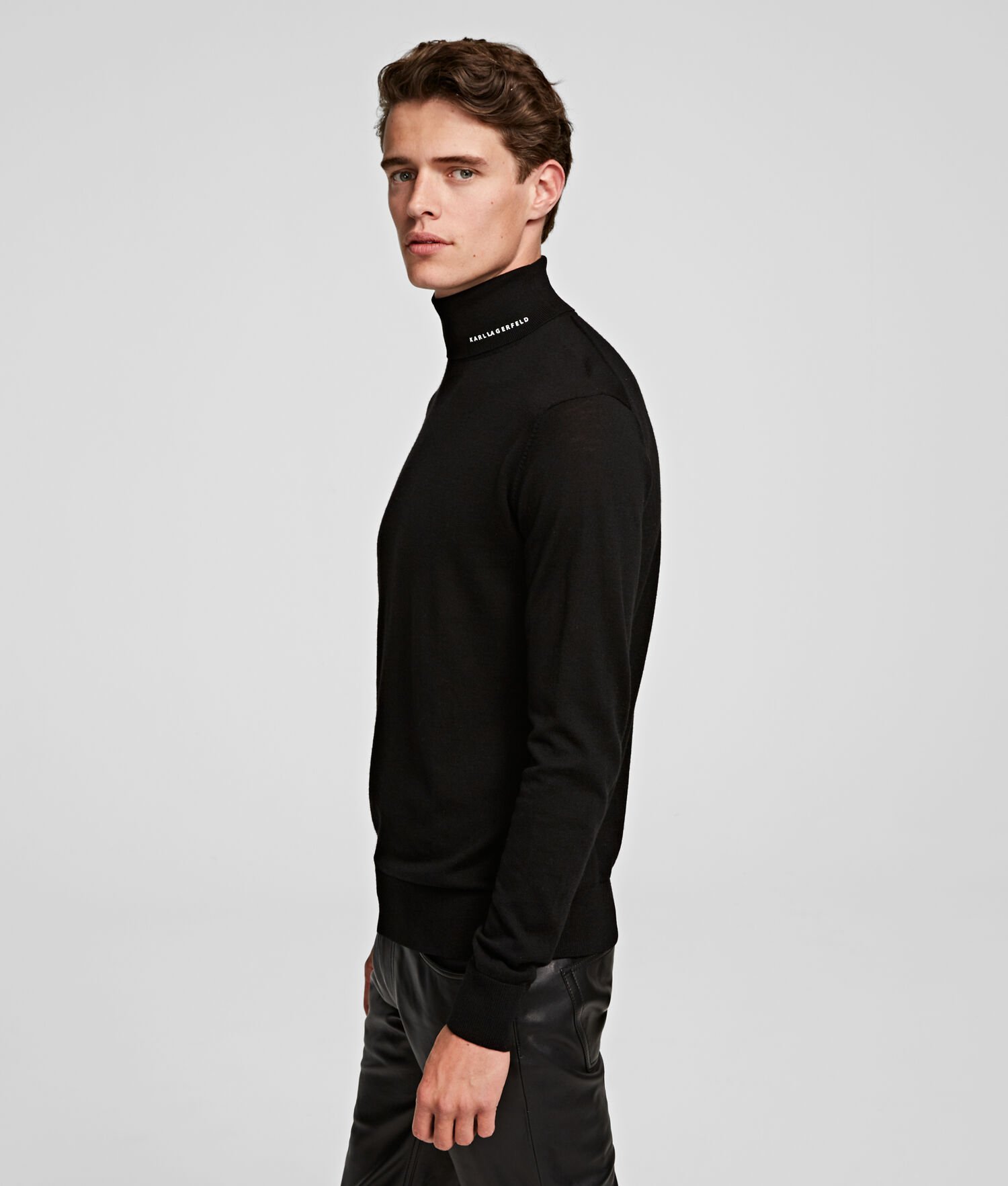 Black Karl Lagerfeld Merino Wool Men's Knitwear | USA51FWPS