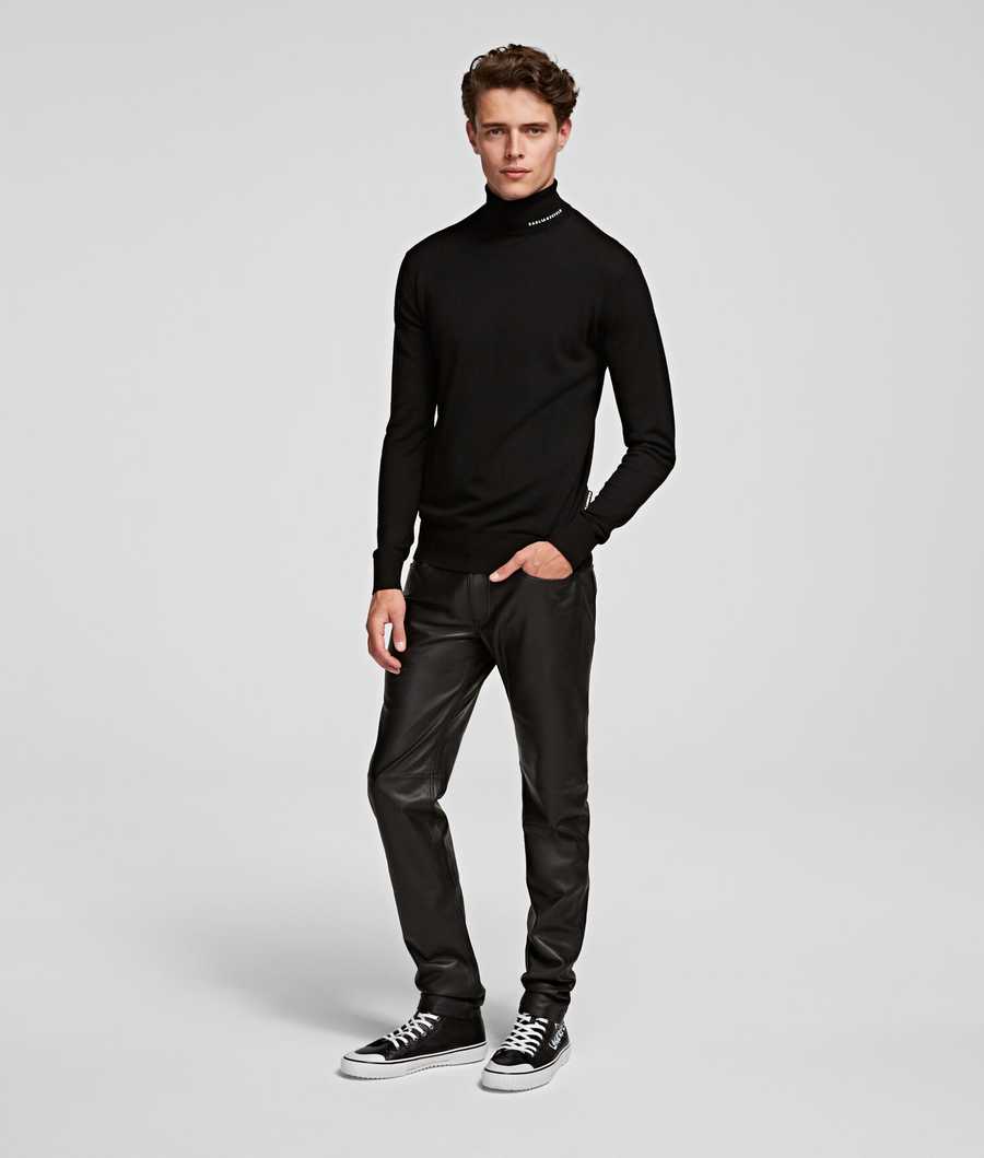 Black Karl Lagerfeld Merino Wool Men's Knitwear | USA51FWPS