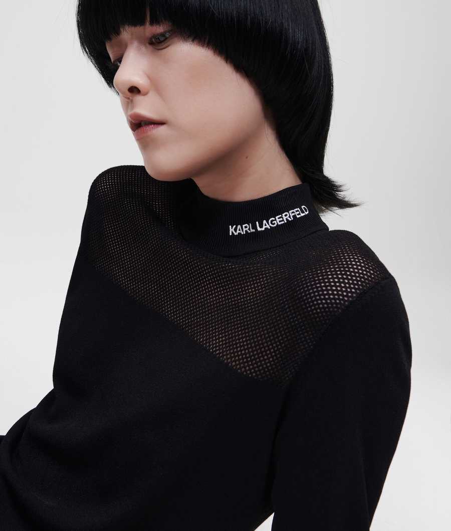 Black Karl Lagerfeld Mock Neck Karl Logo Women's Knitwear | USA28NXWU