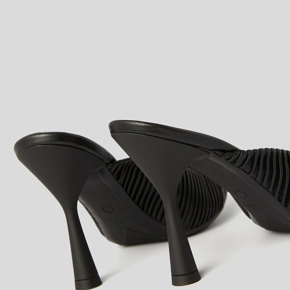 Black Karl Lagerfeld Panache Pleated Court Shoes Women's High Heels | USA52HGNO