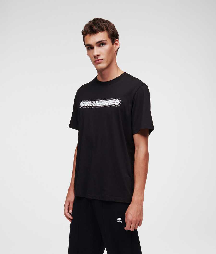 Black Karl Lagerfeld Pixel Karl Logo Men's T-Shirts | USA02INBH