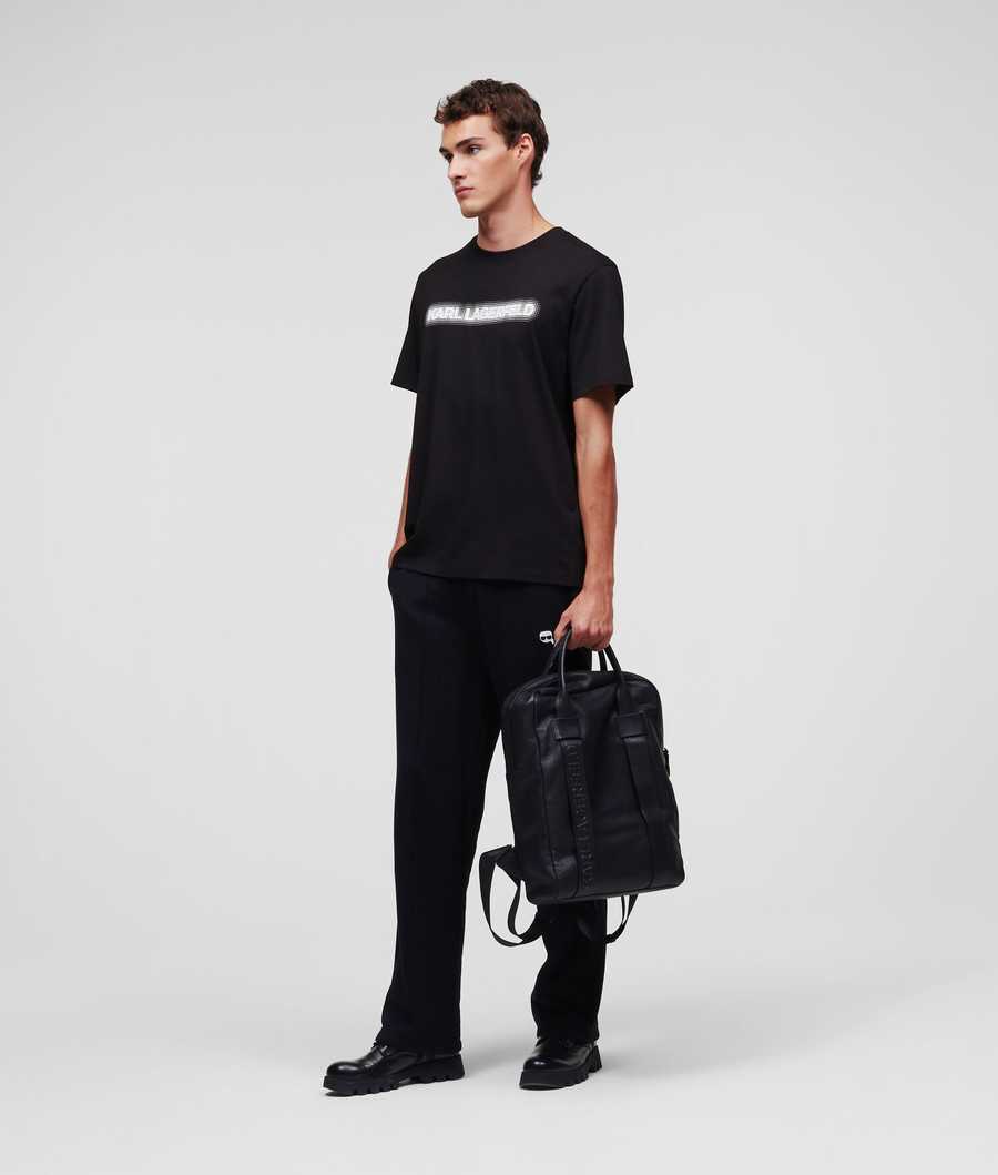 Black Karl Lagerfeld Pixel Karl Logo Men's T-Shirts | USA02INBH