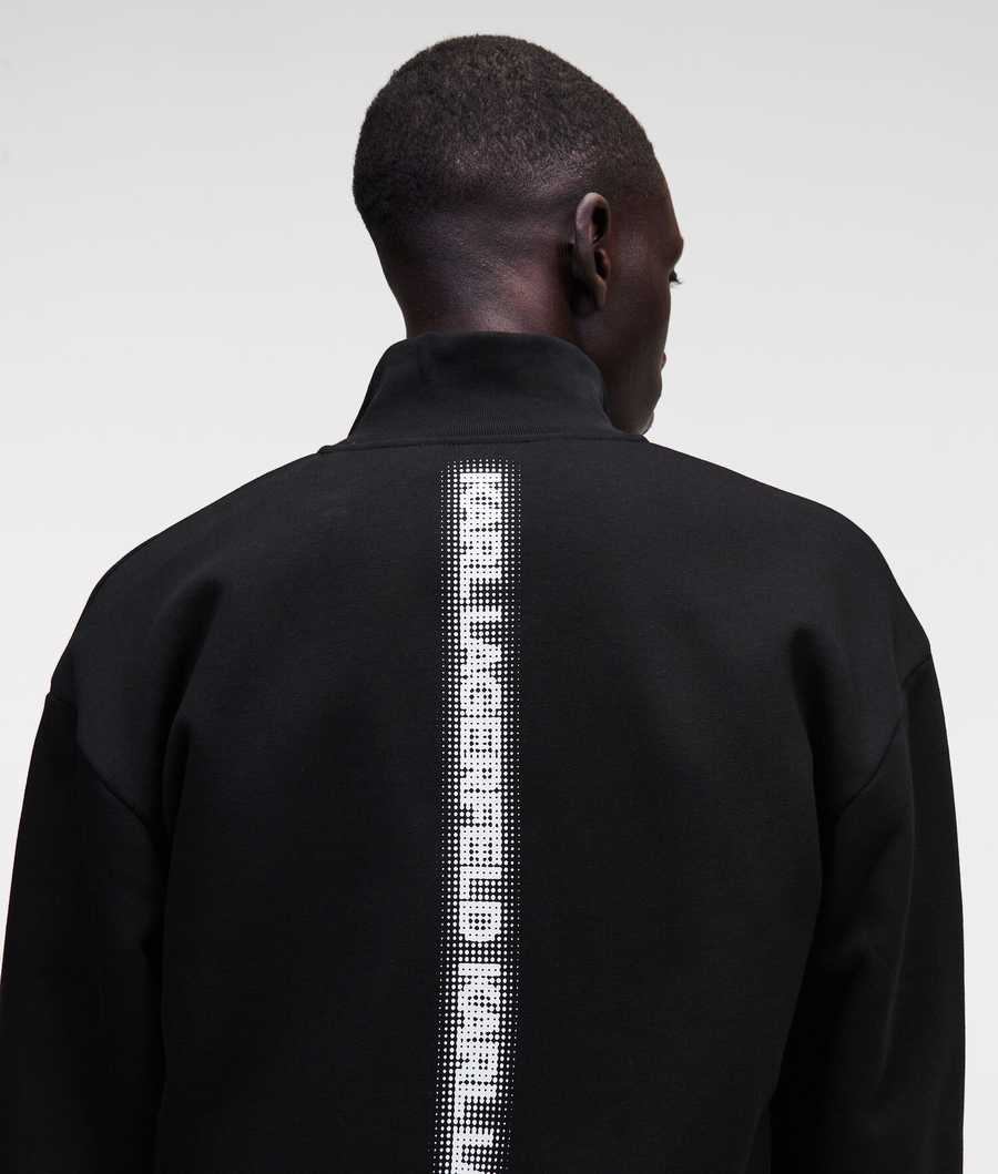 Black Karl Lagerfeld Pixel Karl Logo Zip-up Men's Sweatshirts | USA25EKHB