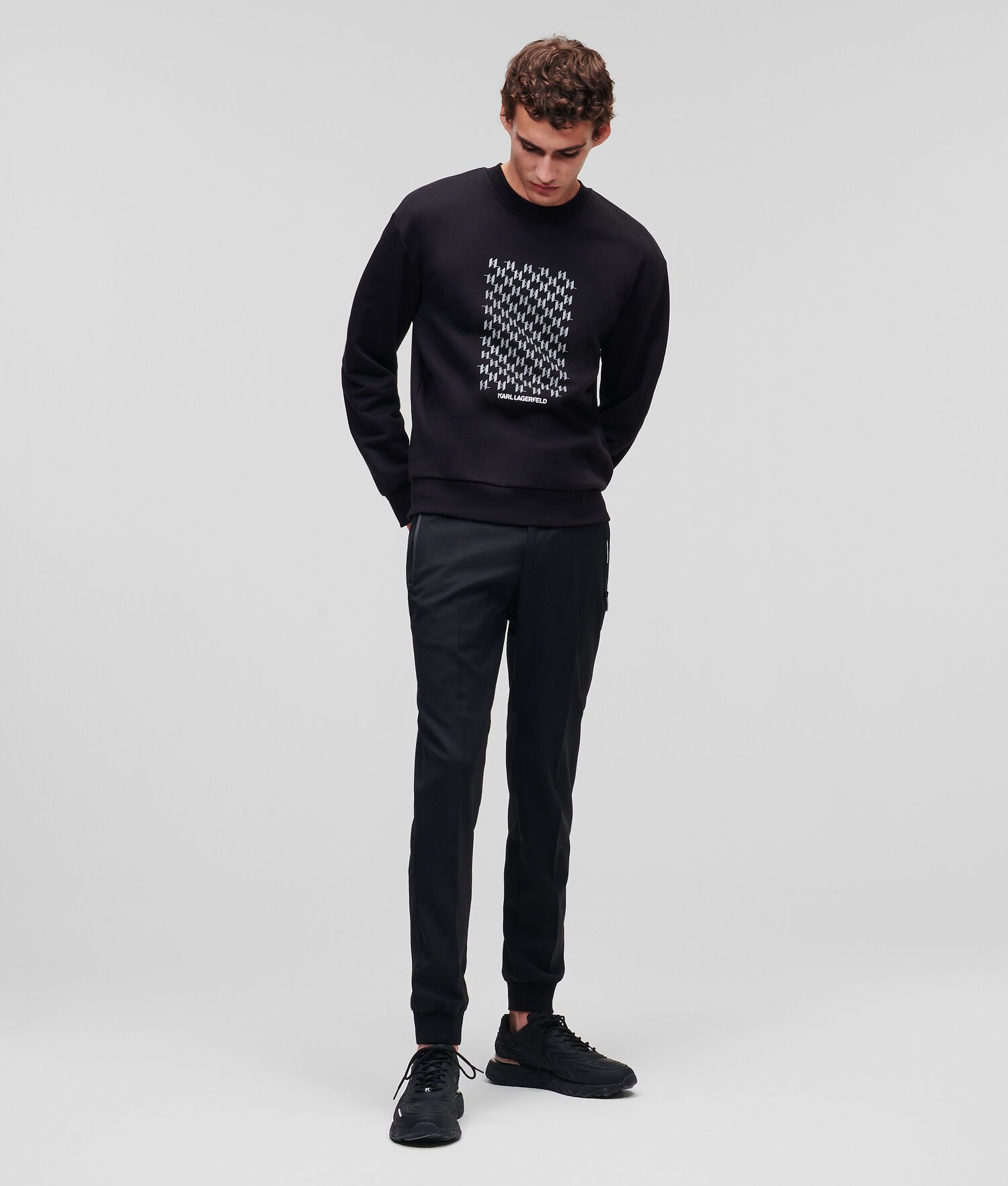 Black Karl Lagerfeld Reflective Karl Monogram Men's Sweatshirts | USA38OBMP