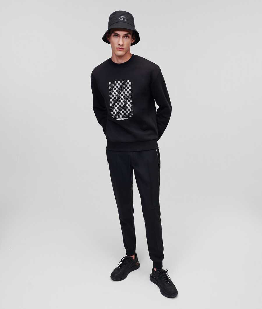 Black Karl Lagerfeld Reflective Karl Monogram Men's Sweatshirts | USA38OBMP