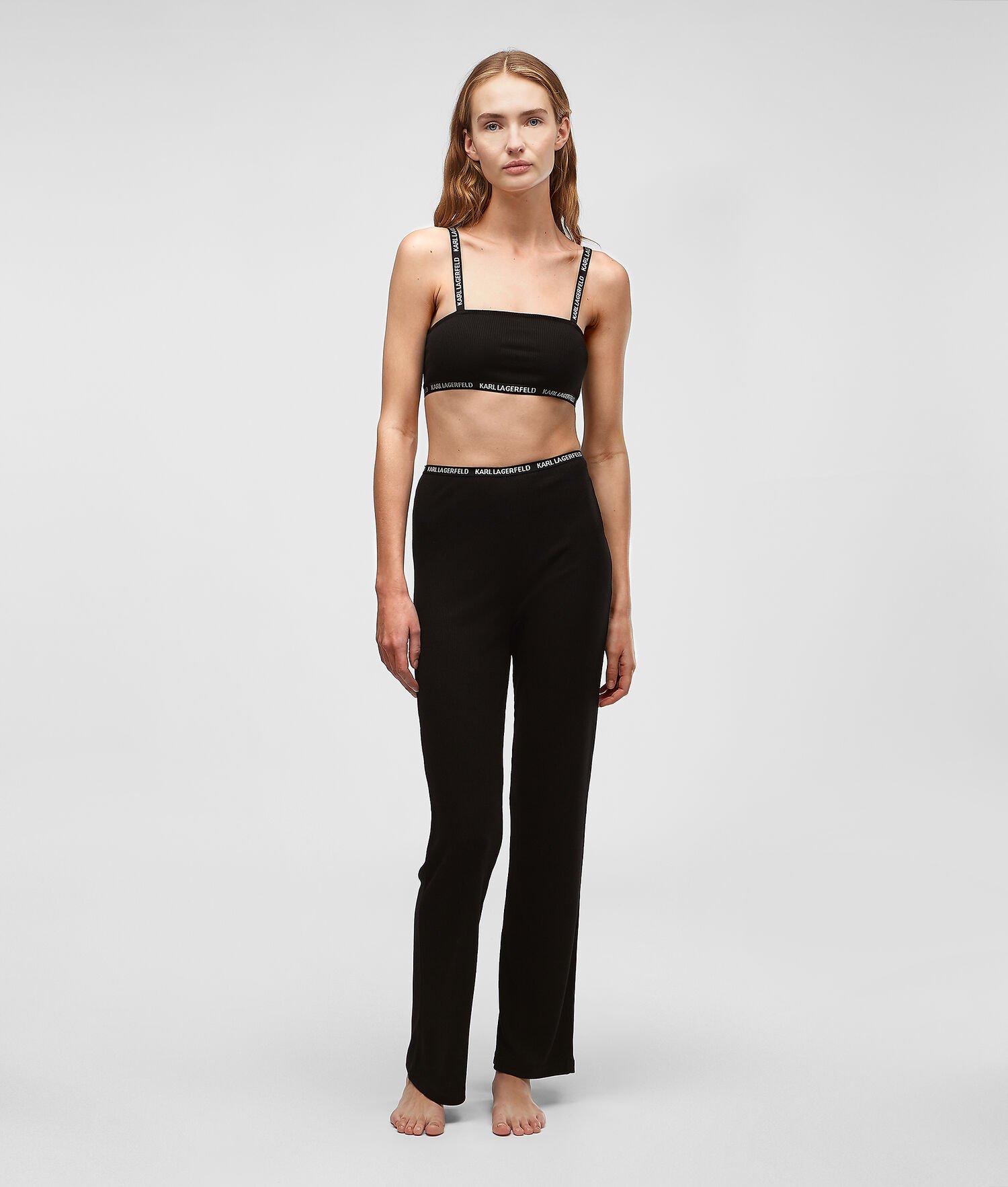 Black Karl Lagerfeld Ribbed Loungewear Bandeau Women's Loungewear | USA62OFIU