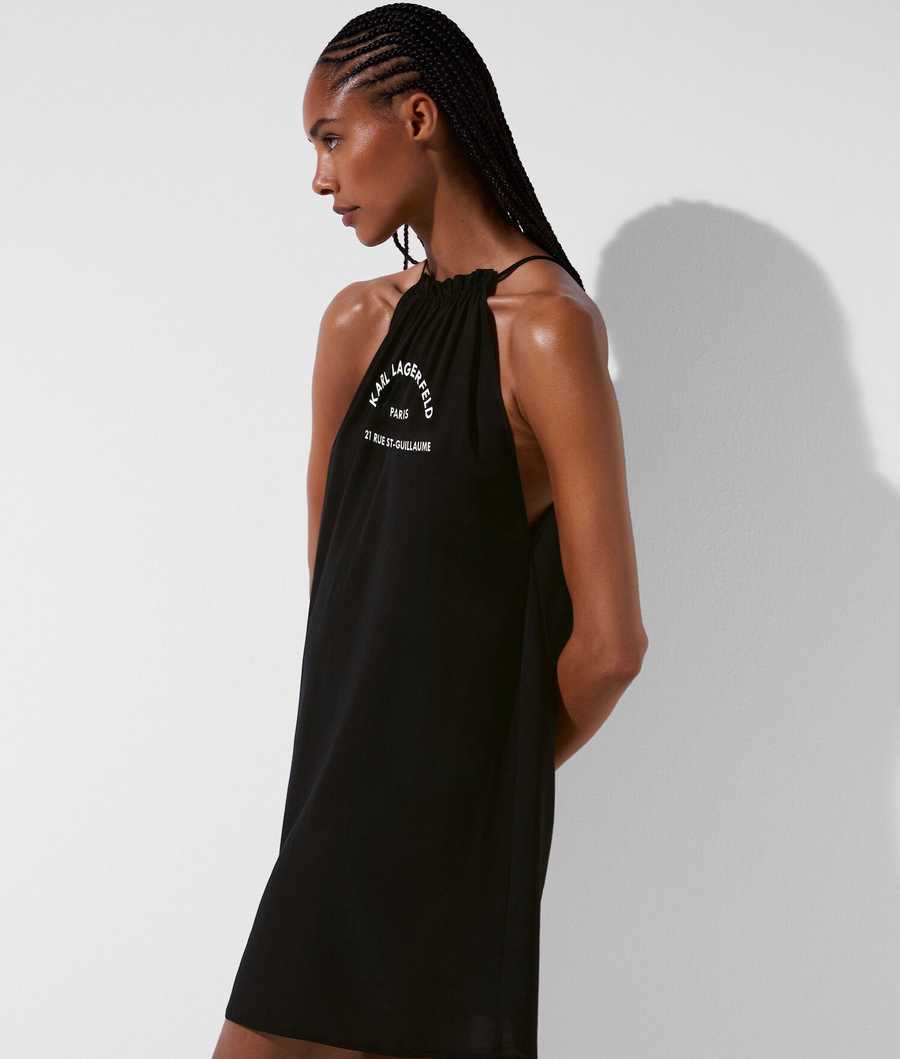 Black Karl Lagerfeld Rue St-guillaume Beach Dress Women's Beachwear | USA23QYKX