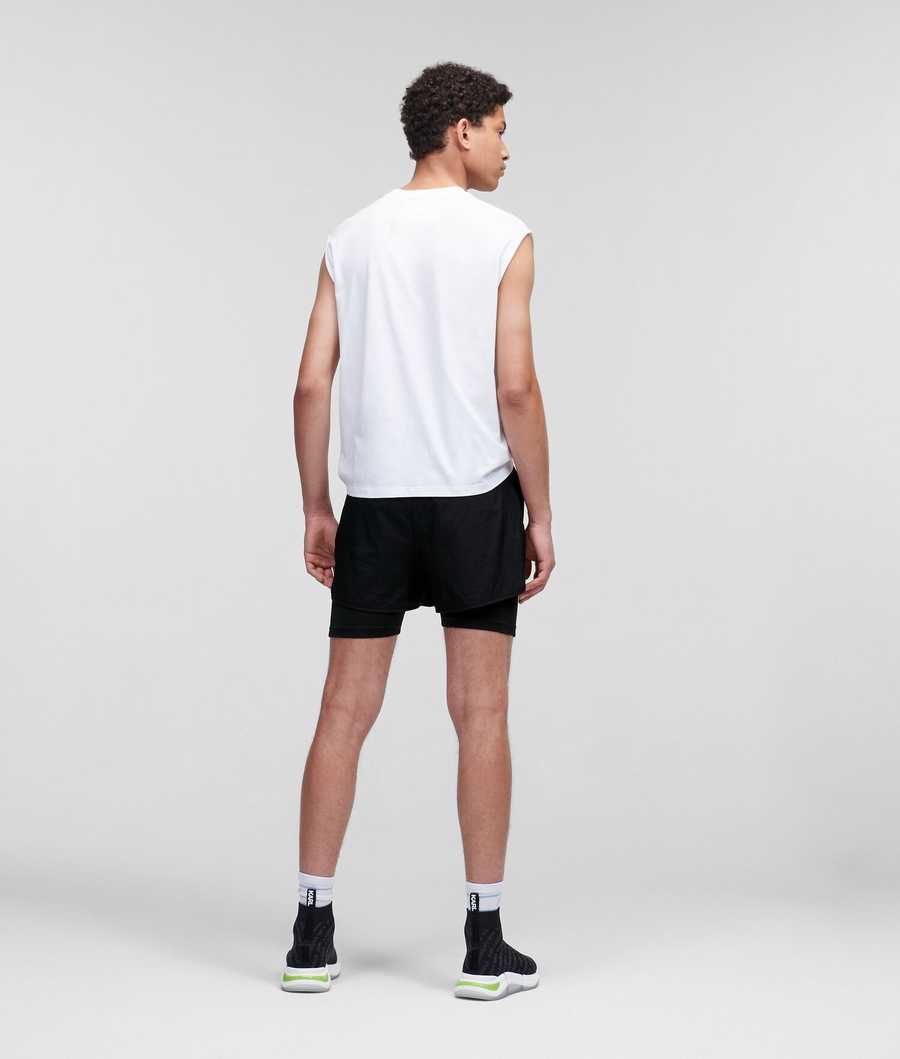 Black Karl Lagerfeld Rue St-guillaume Double Layer Shorts Men's Shorts | USA69CNUH