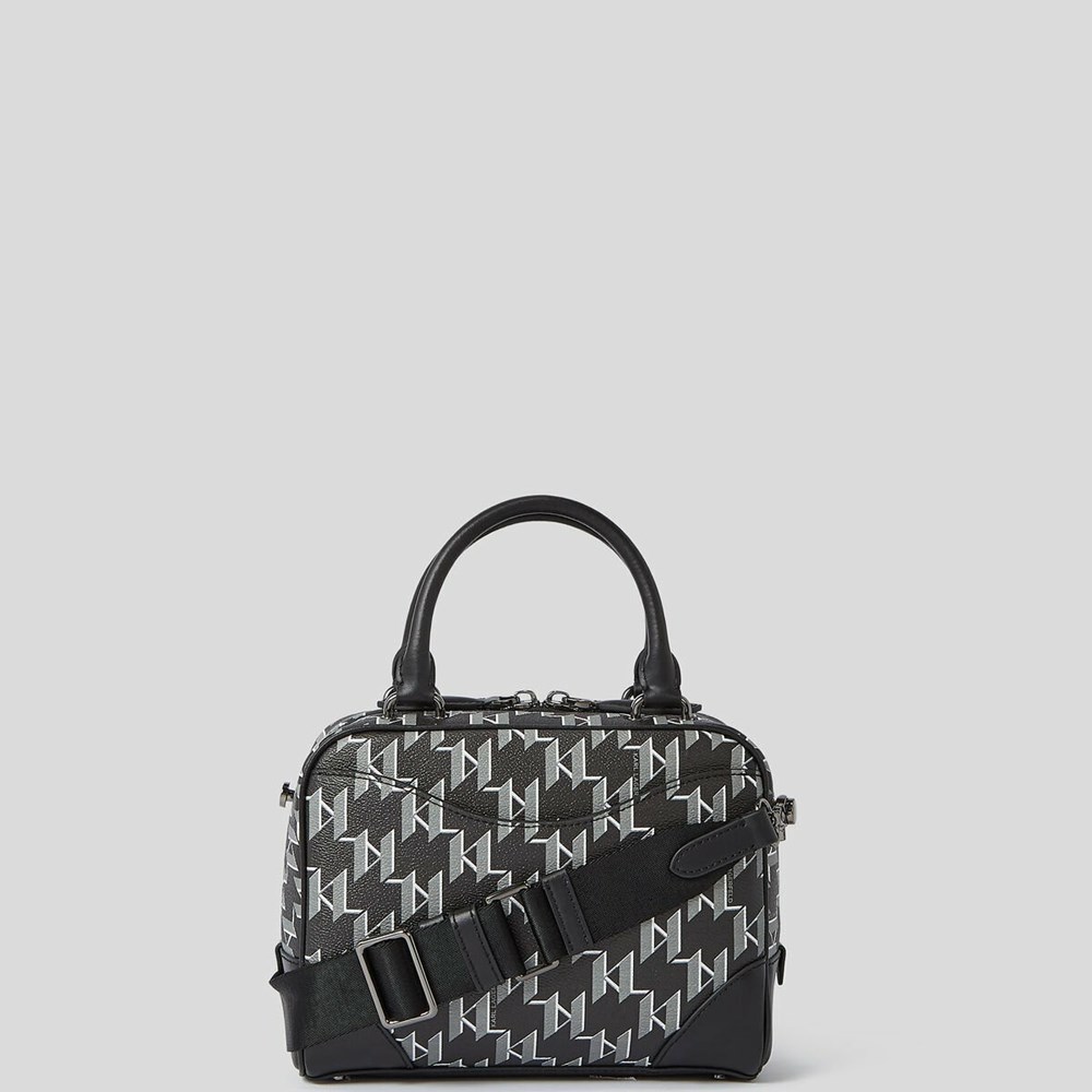 Black Karl Lagerfeld Rue St-guillaume Kl Monogram Small Women's Bowling Bag | USA35VRZM