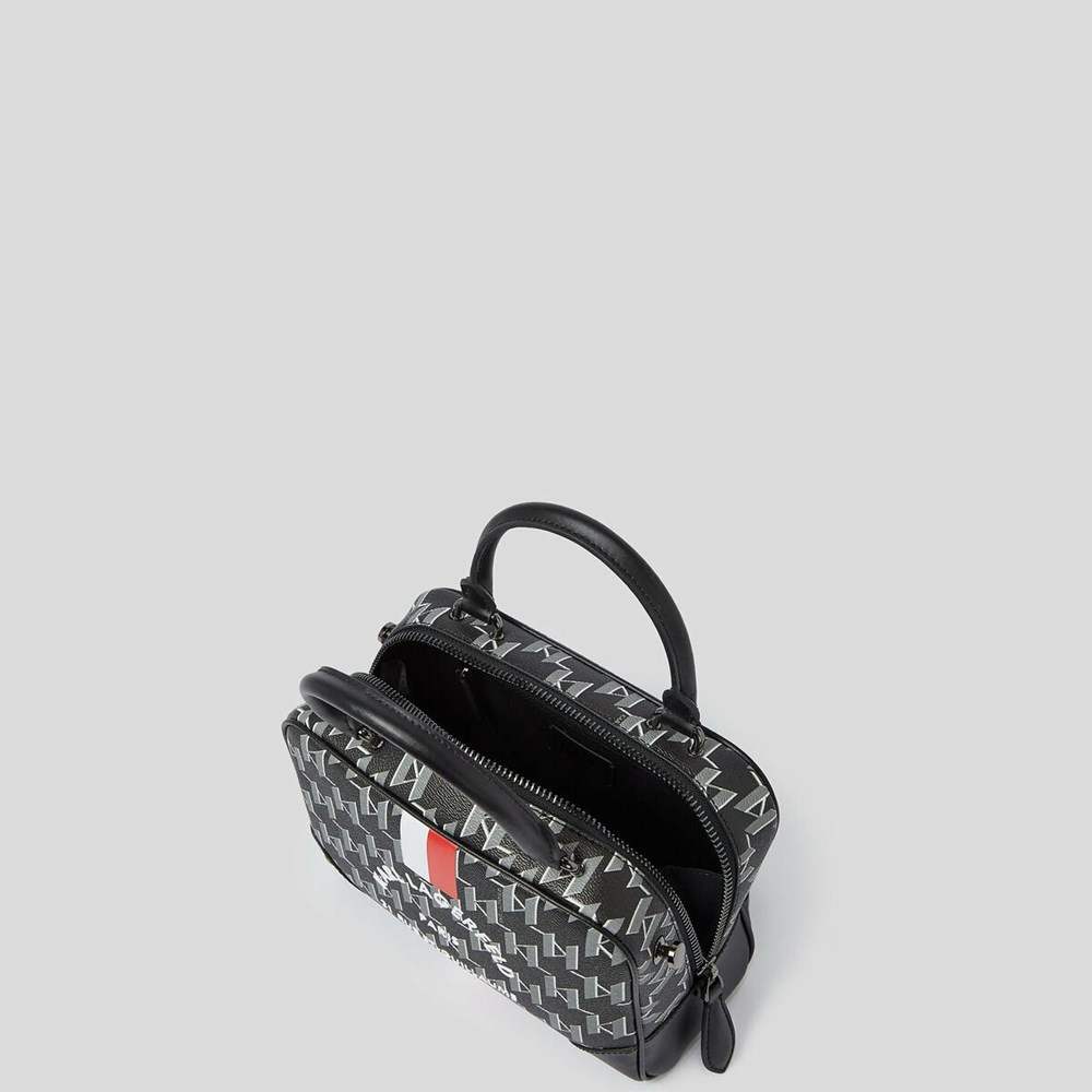 Black Karl Lagerfeld Rue St-guillaume Kl Monogram Small Women's Bowling Bag | USA35VRZM