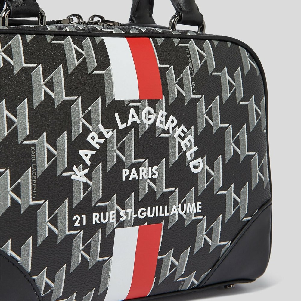 Black Karl Lagerfeld Rue St-guillaume Kl Monogram Small Women's Bowling Bag | USA35VRZM