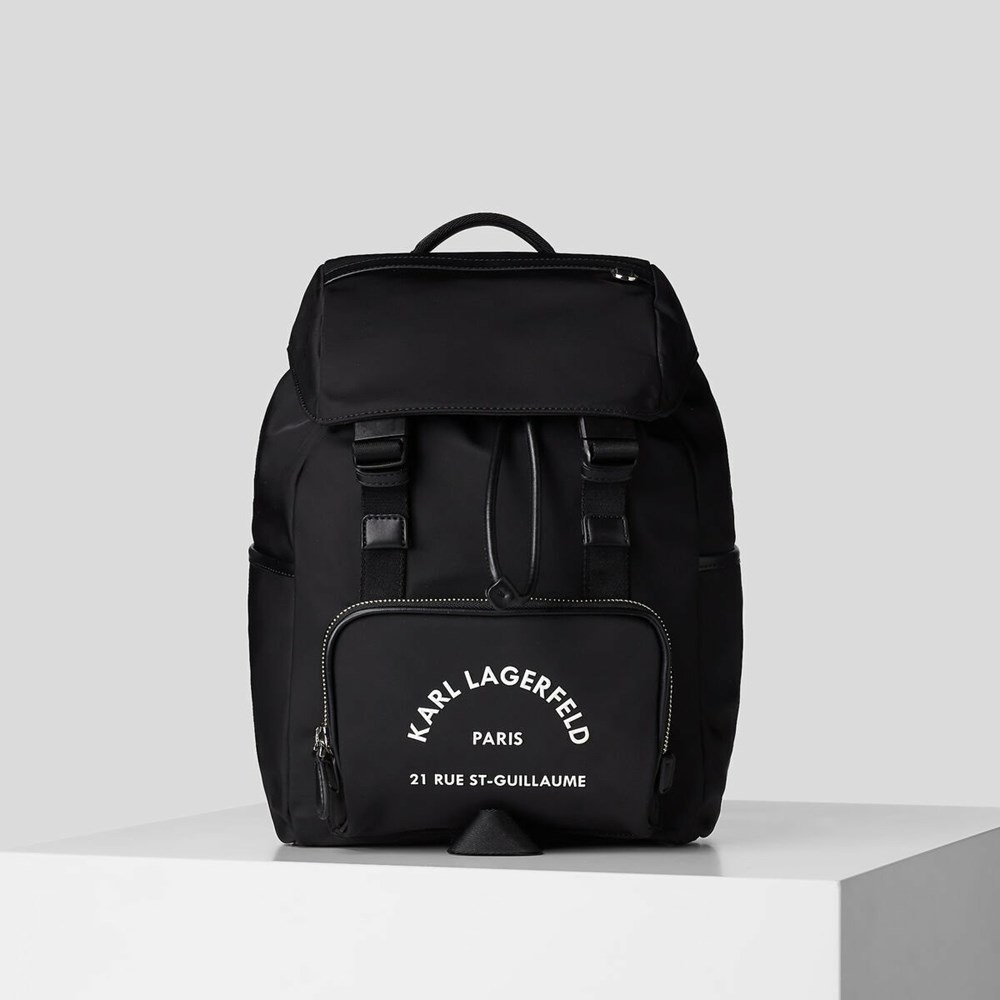 Black Karl Lagerfeld Rue St-guillaume Nylon Women\'s Backpacks | USA53UTFE