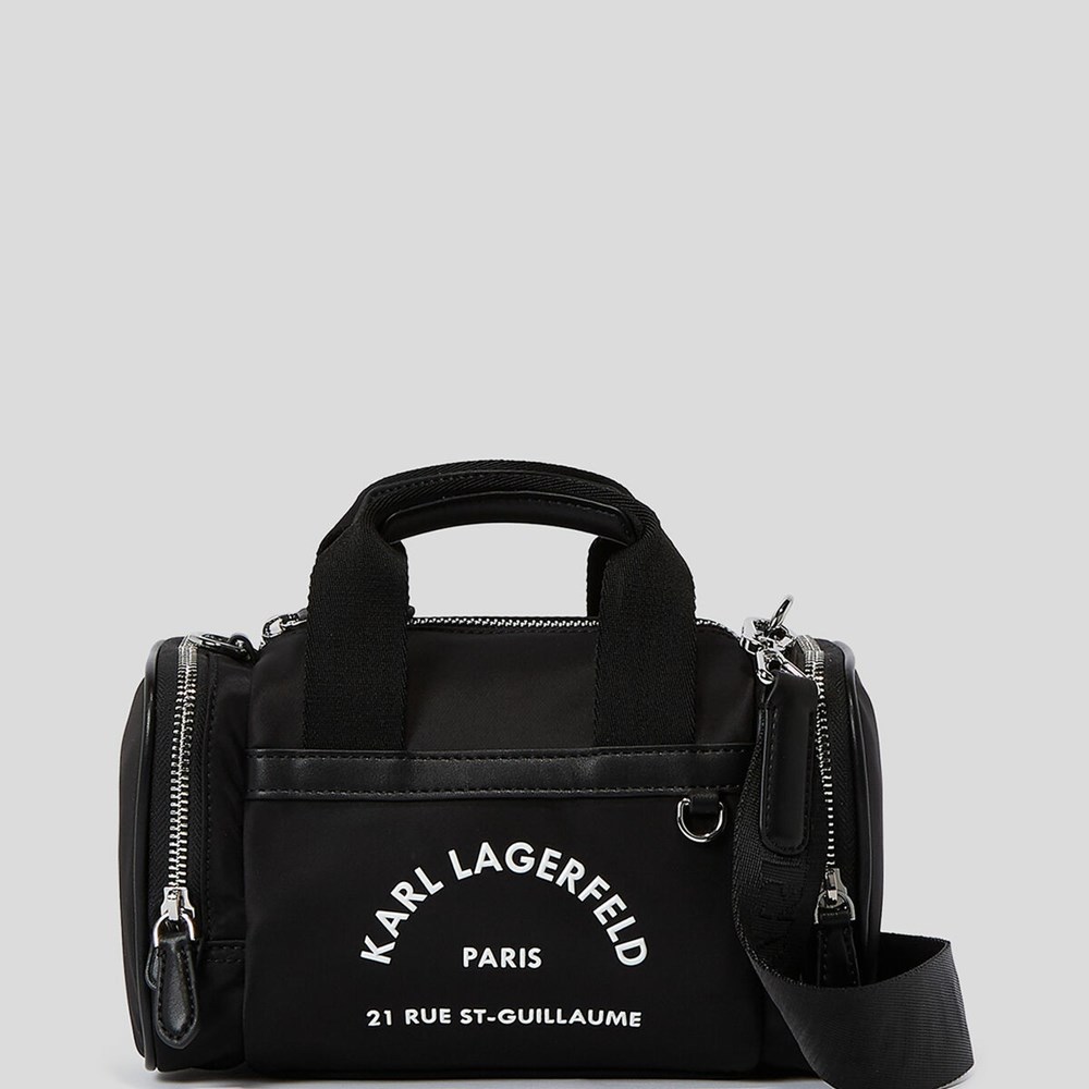 Black Karl Lagerfeld Rue St-guillaume Small Nylon Gym Women's Handbags | USA36ZTHP